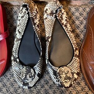 New Tory Burch Minnie Ballet Flat Snake 10